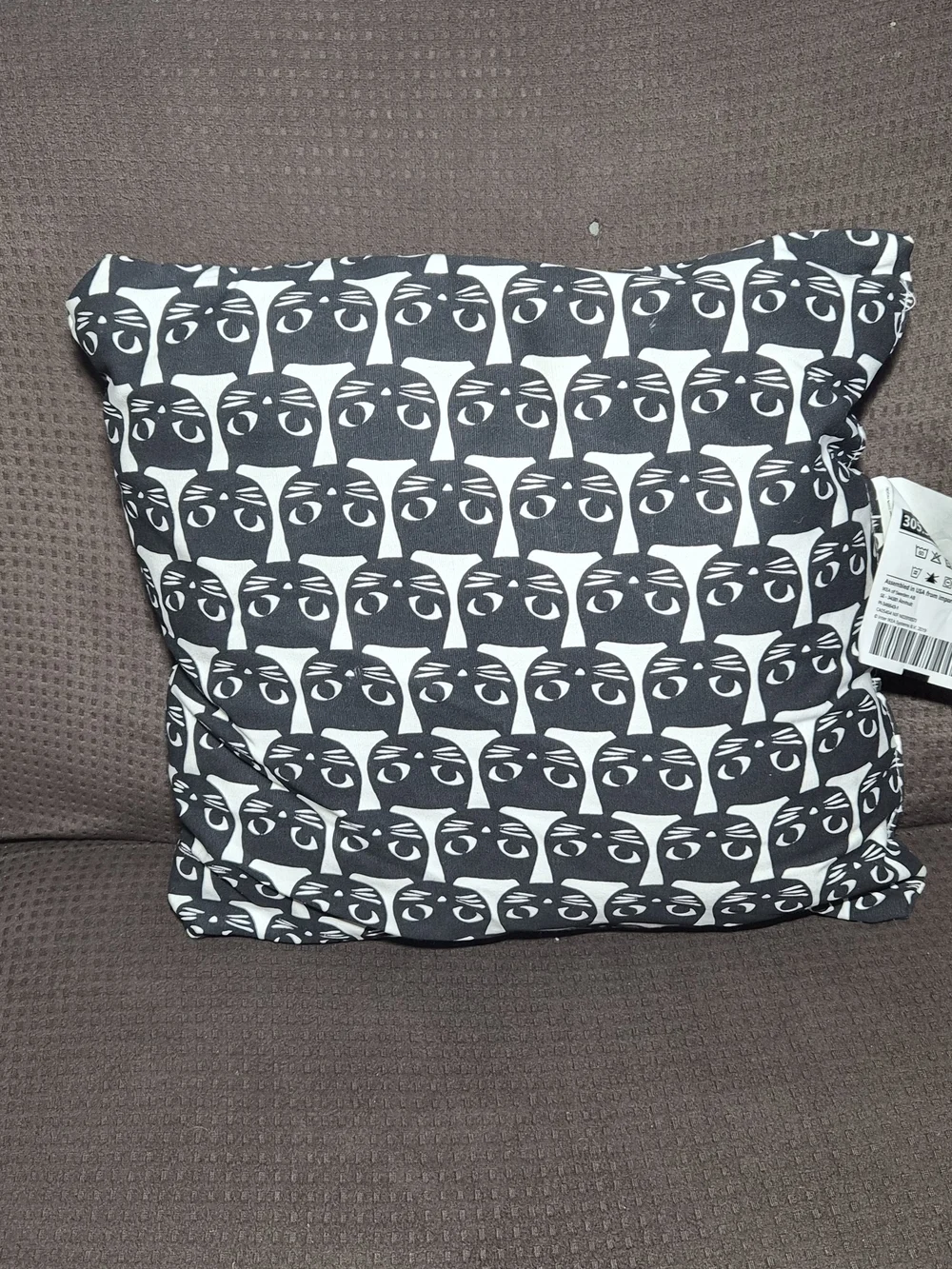 IKEA Black and White Cat Pattern Throw Pillow